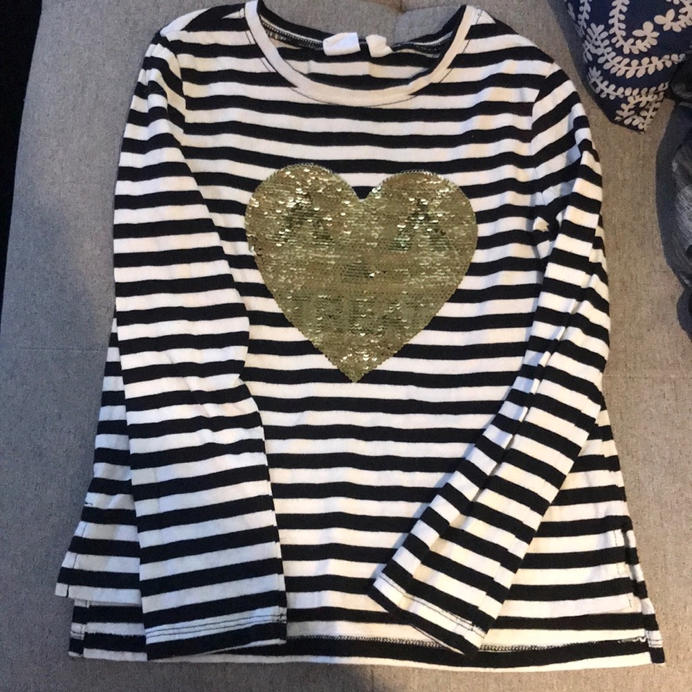 Gap flip sequin striped long sleeve t-shirt top